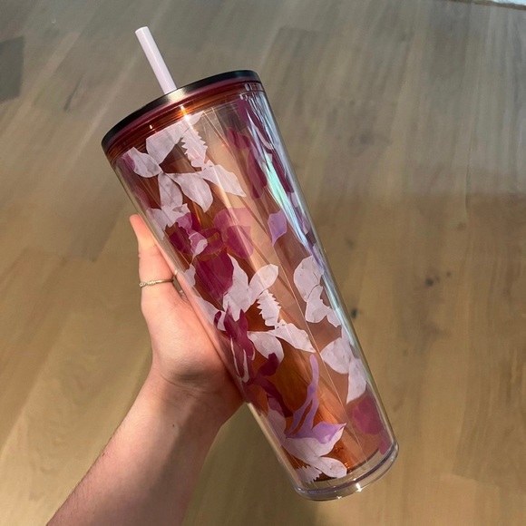 Starbucks 2021 Spring Pink Floral Twist 24oz Cold Cup Venti Tumbler - Picture 2 of 5